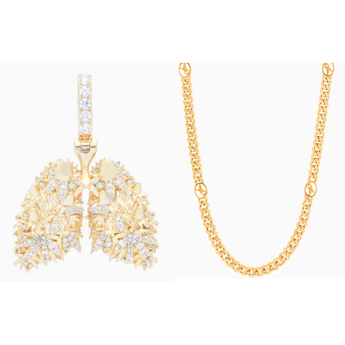 Poumon d'or + Chaîne Cuban link 4 mm Signature Dorée