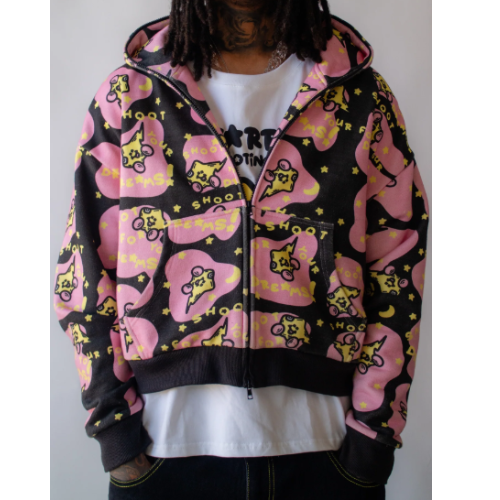 Sweat à capuche zippé étoilé (L)